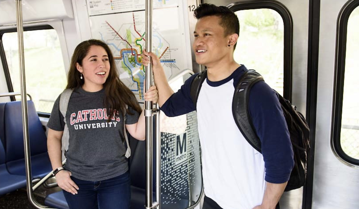 Students traveling on the metro